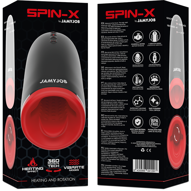 Masturbateur chauffant rotatif Jamyjob Spin-X, vue 8 sur 8