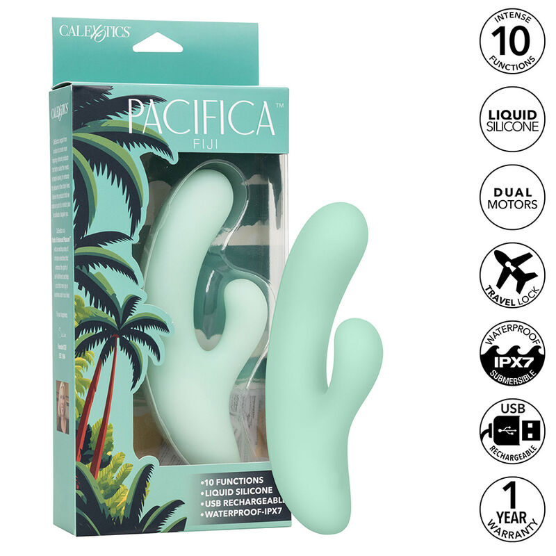 vibromasseur rabbit point G transparent aqua Fiji Calexotics vue 2 sur 10