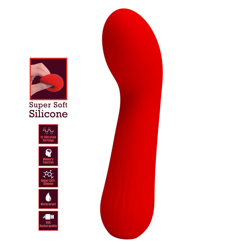 vibromasseur point G souple rouge Faun Pretty Love vue 7 sur 9