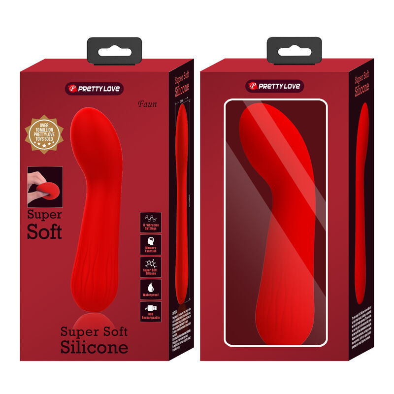 vibromasseur point G souple rouge Faun Pretty Love vue 9 sur 9