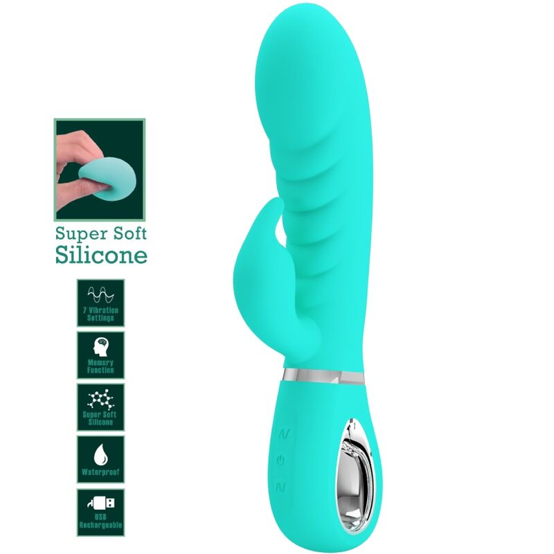 vibromasseur rabbit point G vert aqua Prescott Pretty Love vue 7 sur 9