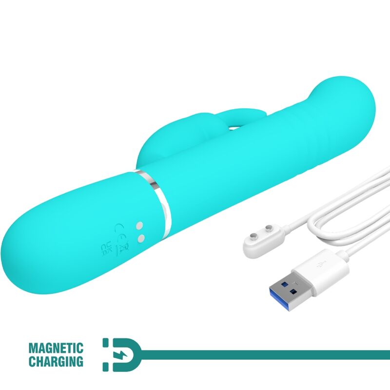 vibromasseur rabbit rotatif vert aqua Coale Pretty Love vue 9 sur 10