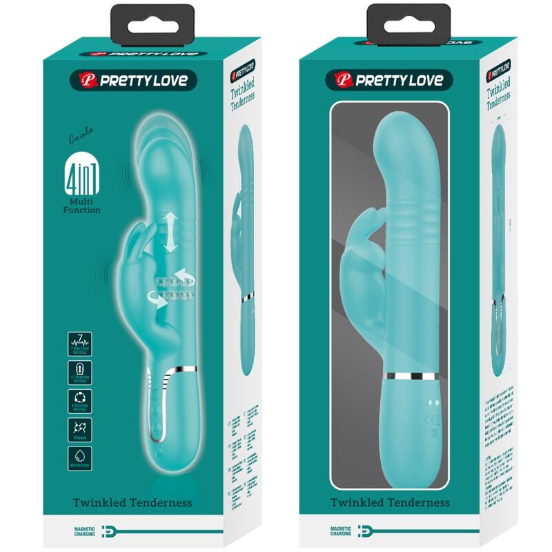 vibromasseur rabbit rotatif vert aqua Coale Pretty Love vue 10 sur 10