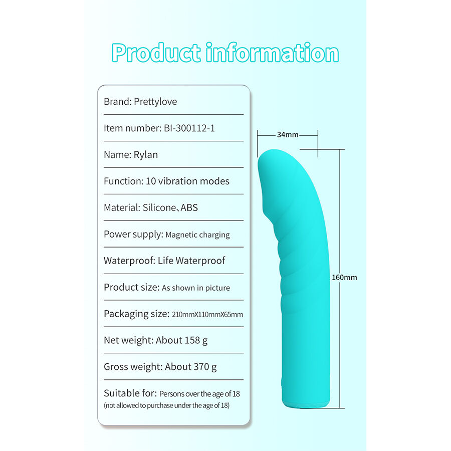 vibromasseur point G bleu lumineux Rylan Pretty Love vue 11 sur 12