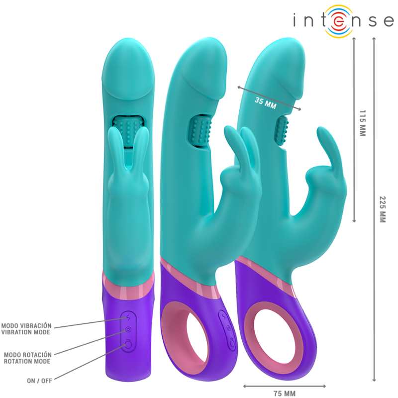 vibromasseur rabbit point G rotatif bleu Monica Intense vue 2 sur 6