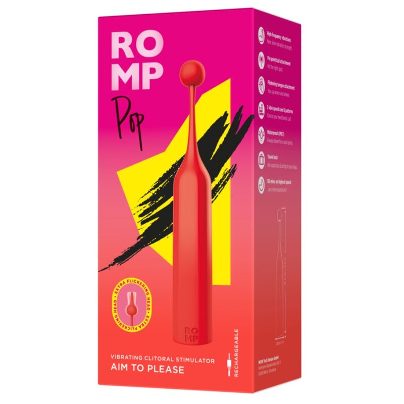 stimulateur clitoridien rond haute fréquence rouge Pop Romp vue 9 sur 13
