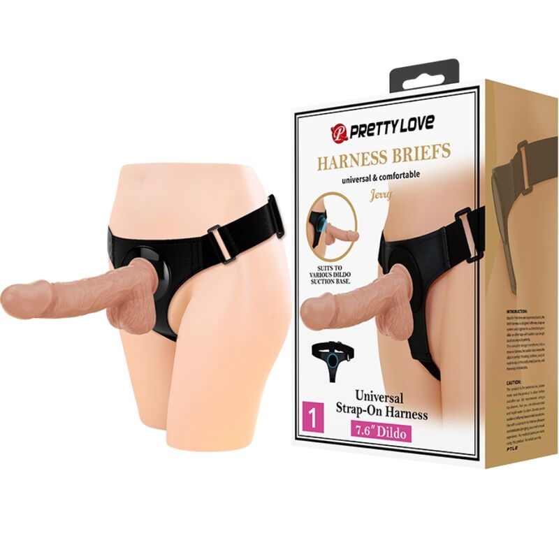 Slip harnais avec gode réaliste Jerry 21,8 cm Pretty Love vue 1 sur 10