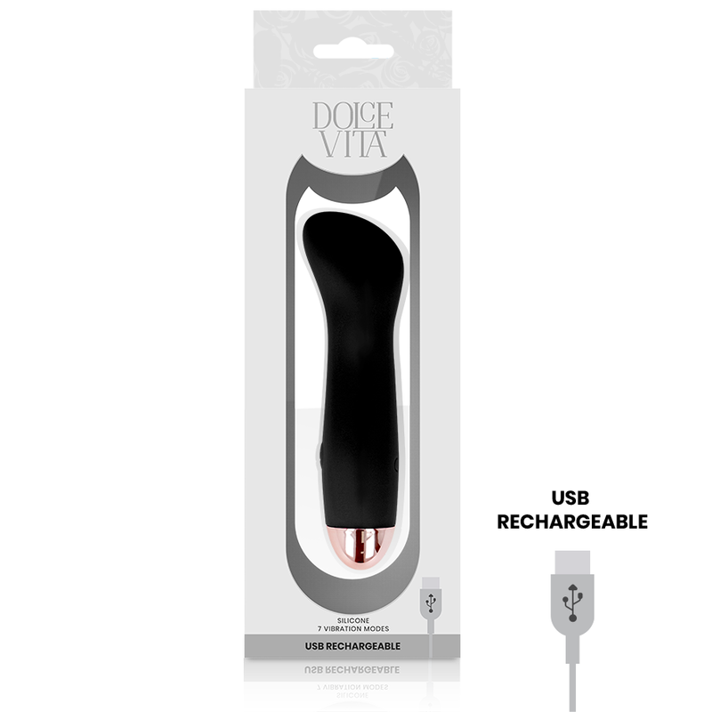 Vibromasseur rechargeable silicone noir One Dolce Vita, vue 4 sur 5
