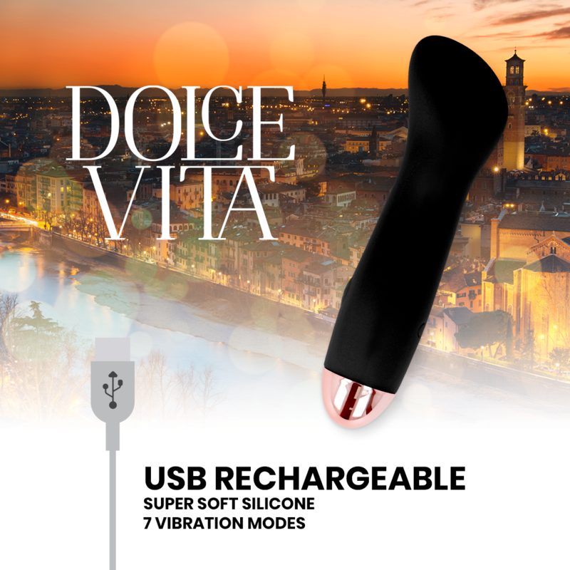 Vibromasseur rechargeable silicone noir One Dolce Vita, vue 5 sur 5