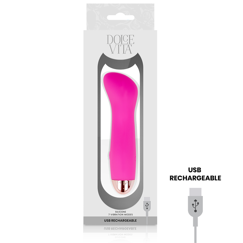 Vibromasseur rechargeable silicone rose One Dolce Vita, vue 4 sur 5