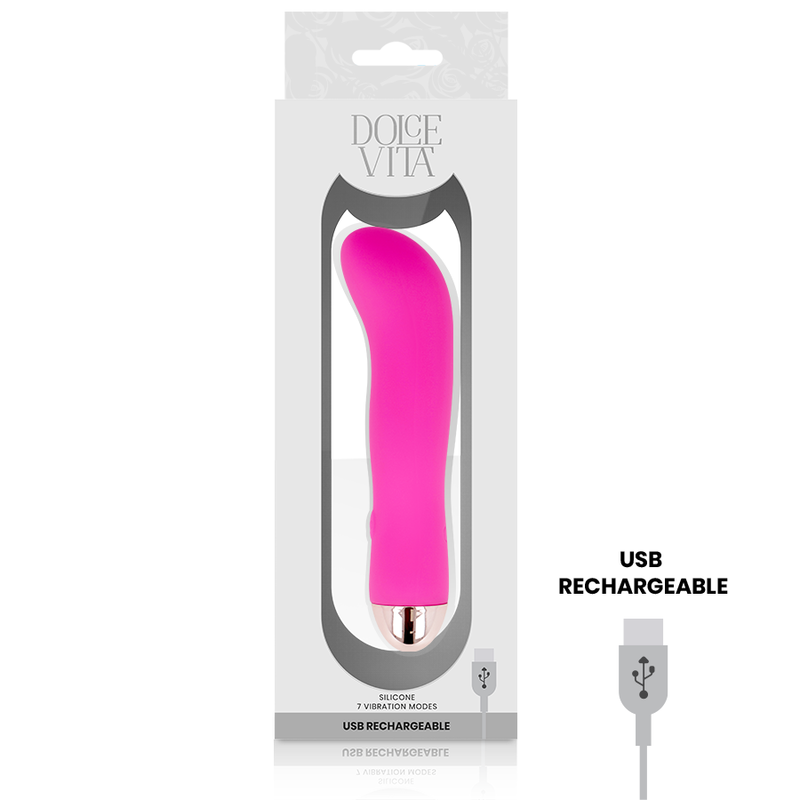 Vibromasseur rechargeable silicone rose Deux Dolce Vita, vue 4 sur 5