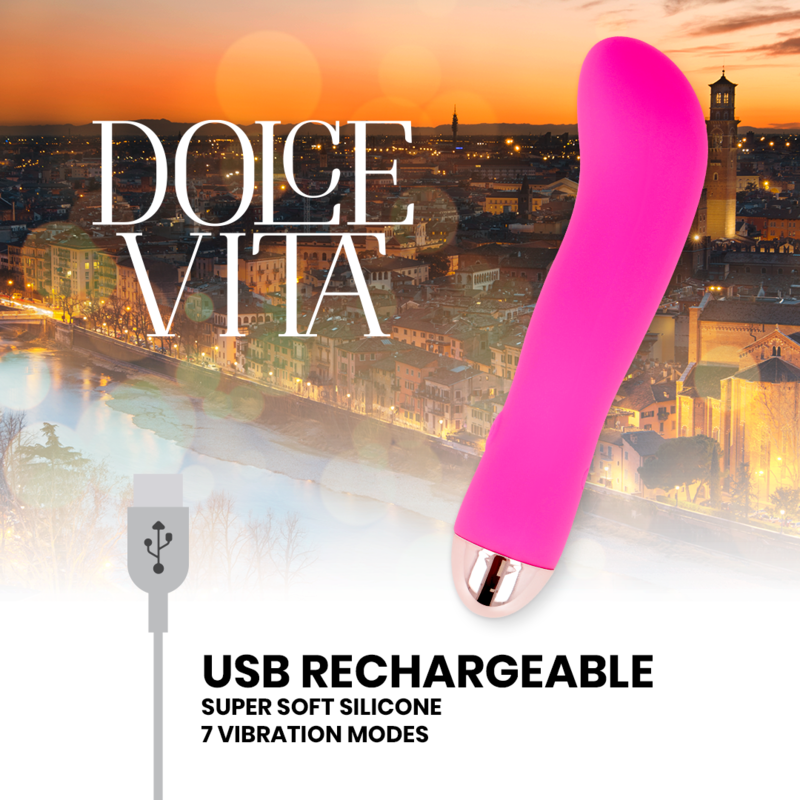 Vibromasseur rechargeable silicone rose Deux Dolce Vita, vue 5 sur 5