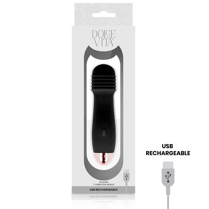 Vibromasseur rechargeable silicone noir Trois Dolce Vita, vue 3 sur 4