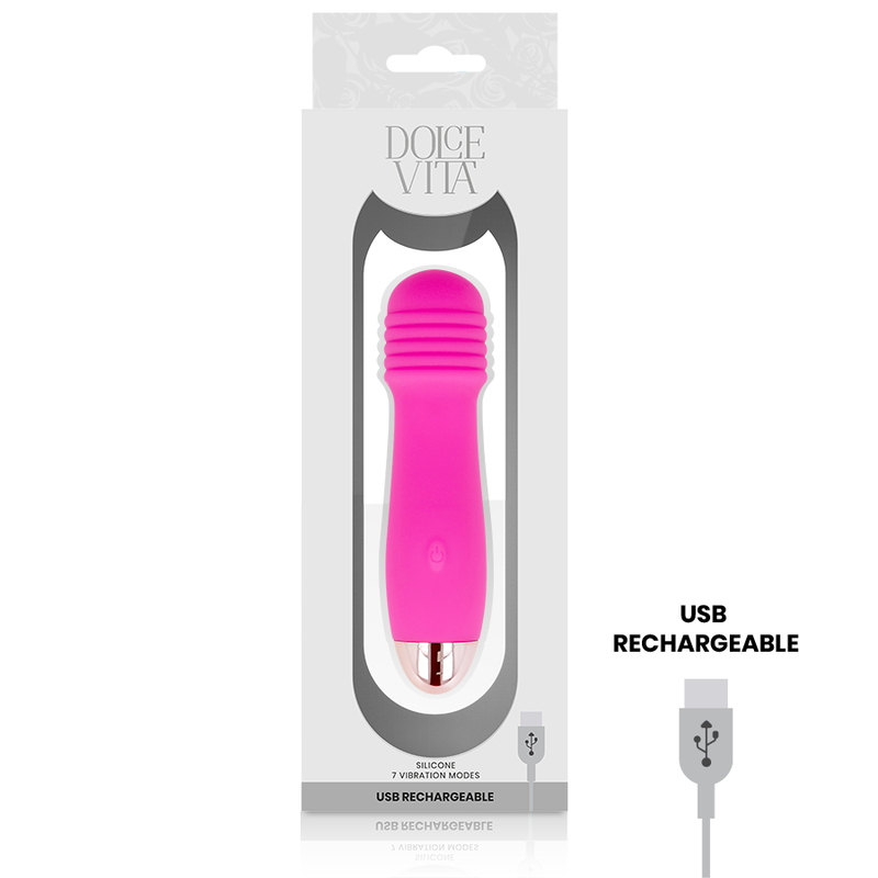 Vibromasseur rechargeable silicone rose Trois Dolce Vita, vue 3 sur 4