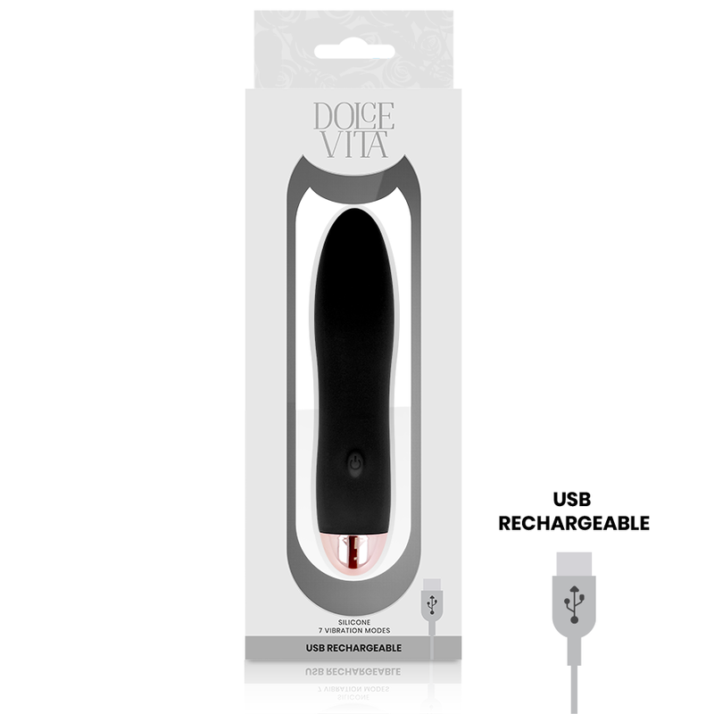 Vibromasseur rechargeable silicone noir Quatre Dolce Vita, vue 3 sur 4