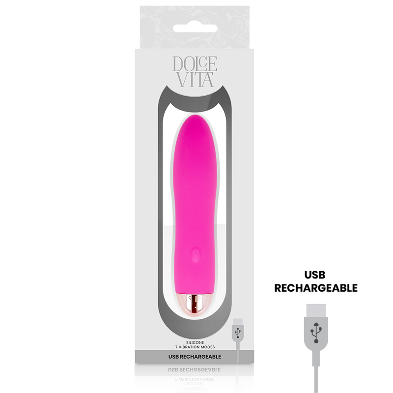 Vibromasseur rechargeable silicone rose Quatre Dolce Vita, vue 3 sur 4