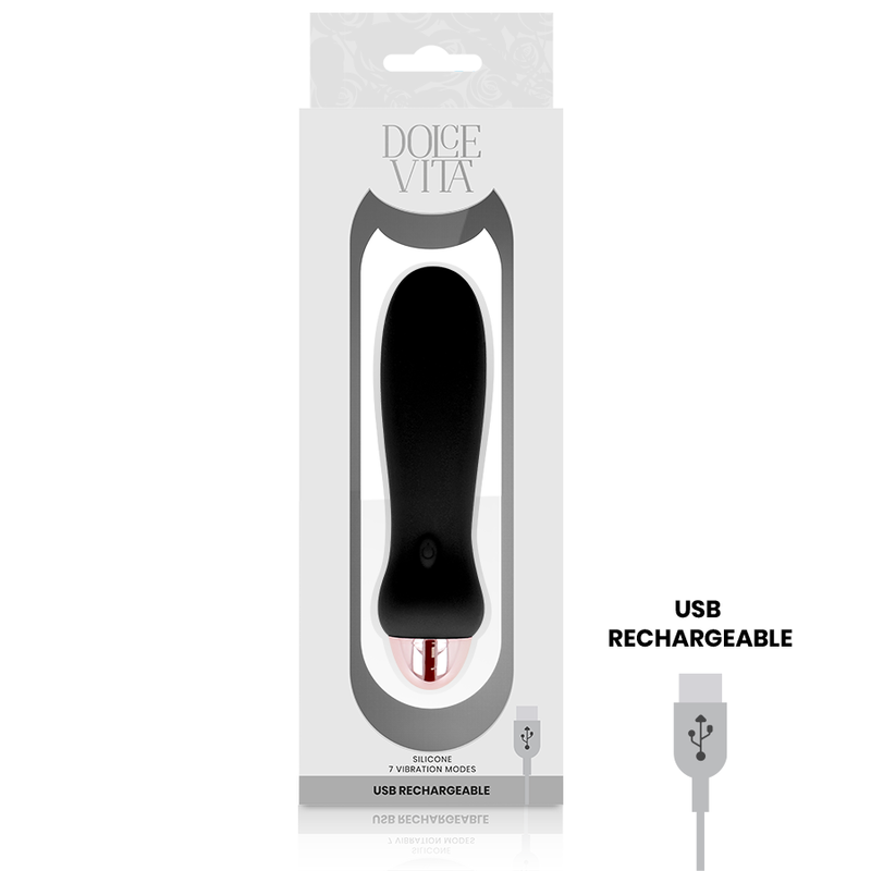 Vibromasseur rechargeable silicone noir Cinq Dolce Vita, vue 3 sur 4