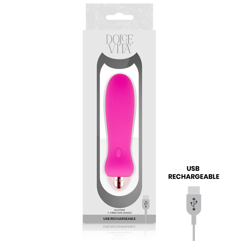 Vibromasseur rechargeable silicone rose Cinq Dolce Vita, vue 3 sur 4