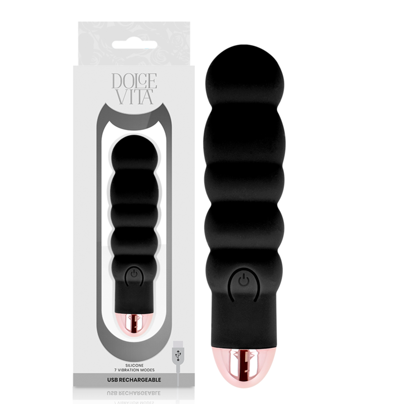 Vibromasseur rechargeable silicone noir Six Dolce Vita, vue 2 sur 4