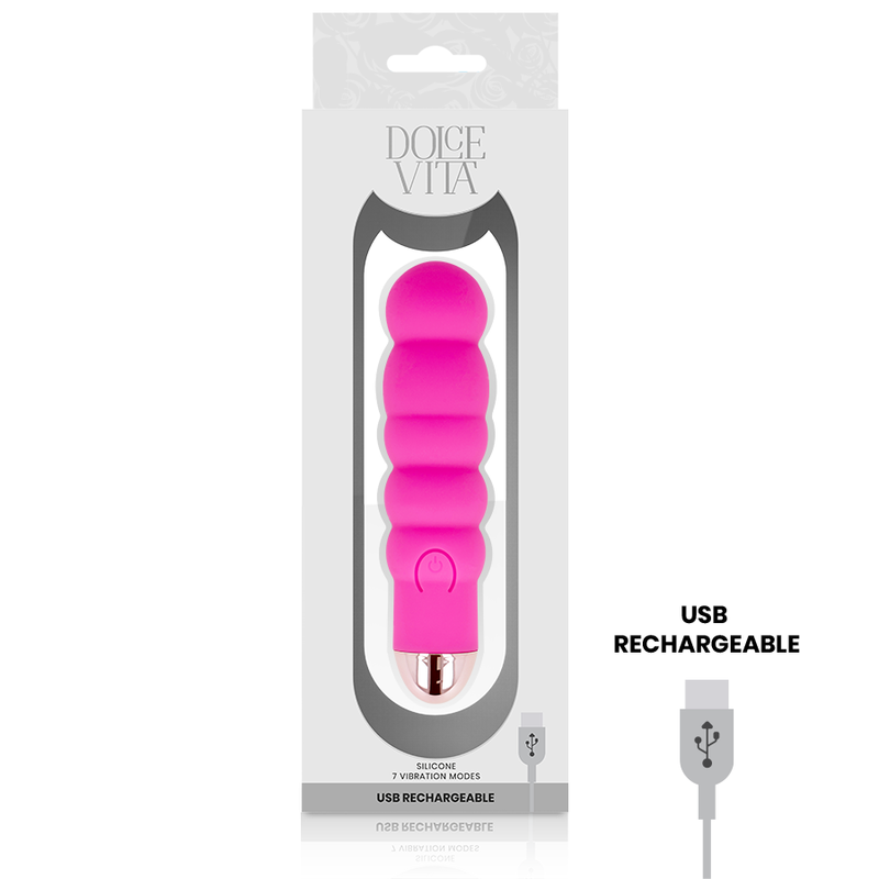 Vibromasseur rechargeable silicone rose Six Dolce Vita, vue 3 sur 4