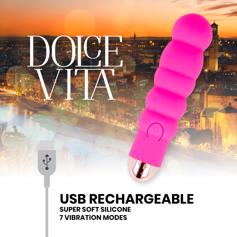 Vibromasseur rechargeable silicone rose Six Dolce Vita, vue 4 sur 4