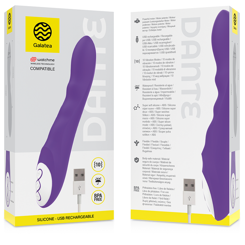 Vibromasseur télécommandé rechargeable violet Dante Galatea, vue 3 sur 3