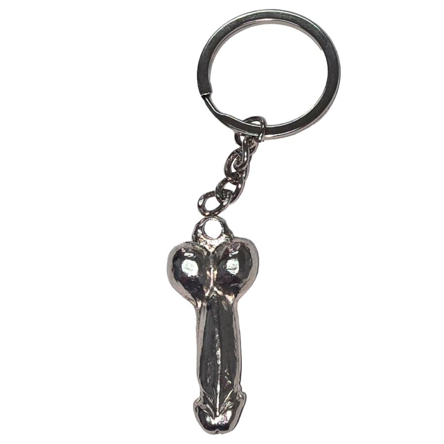 Porte-clés pénis en métal argent Diablo Picante, photo principale
