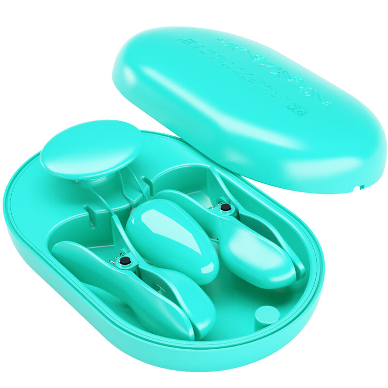 pinces à tétons vibrantes électrostimulation rechargeables bleu boîte surprise Pretty Love, photo principale