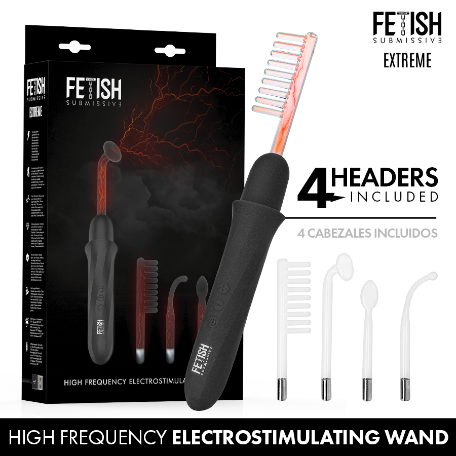 vibromasseur wand électrostimulation haute fréquence 4 têtes Fetish Submissive Extreme, photo principale