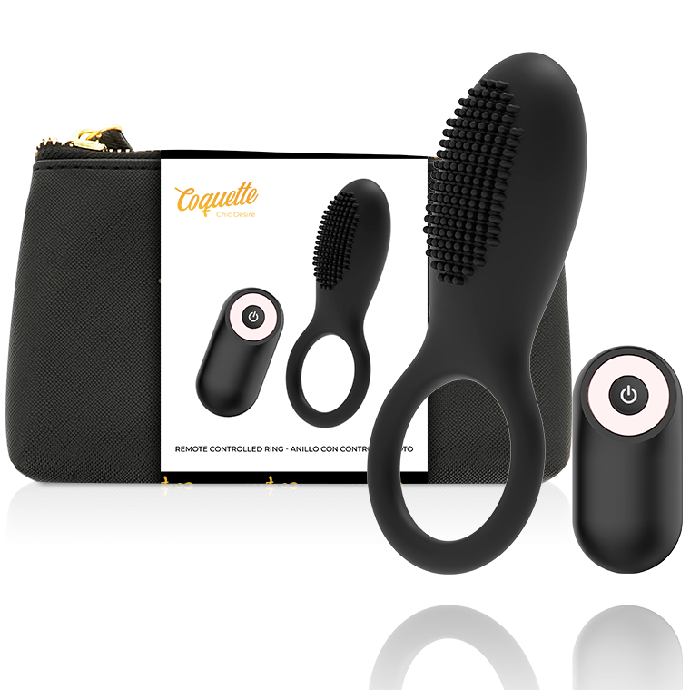 anneau pénien vibrant télécommandé rechargeable noir et or Coquette Chic Desire photo principale