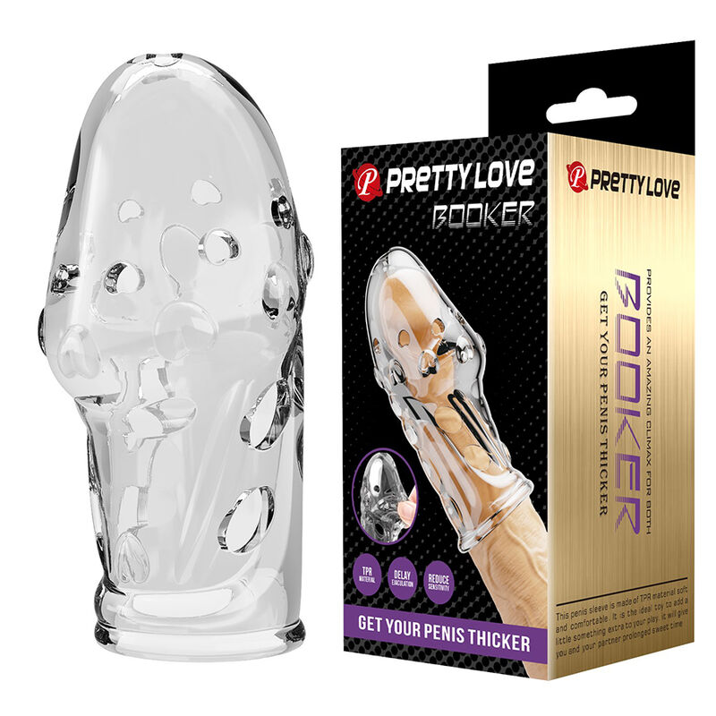 Manchon pénien texturé Pretty Love Rocker transparent, vue 1 sur 9