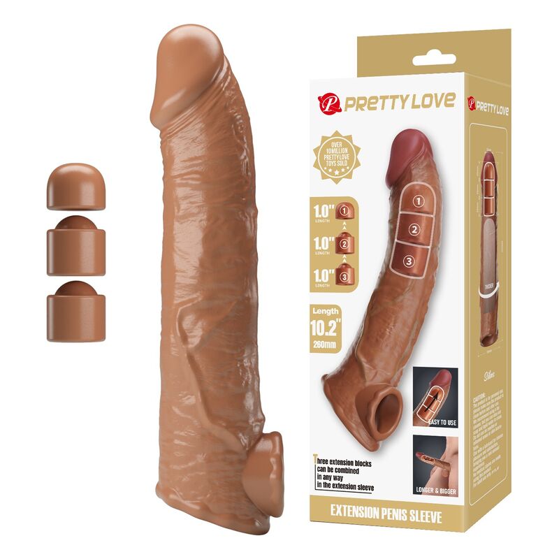 Manchon dextension de pénis ajustable Pretty Love 26 cm naturel, vue 1 sur 9