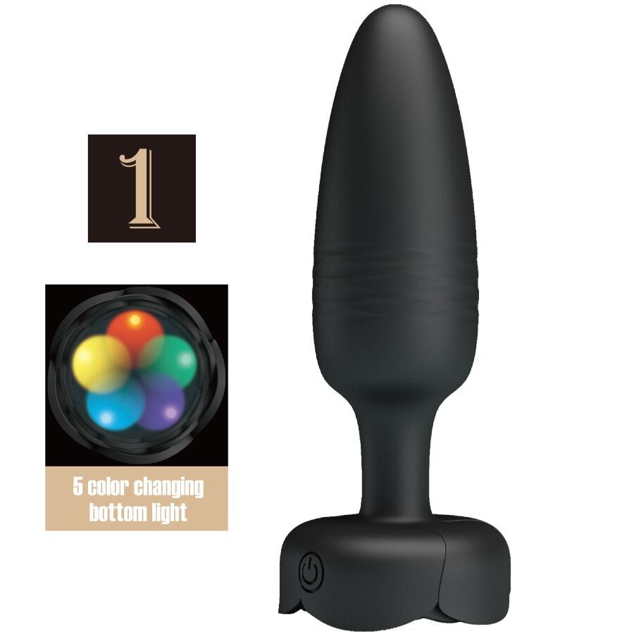 Plug anal vibrant Pretty Love Tarion lumière LED noir 12,5 cm