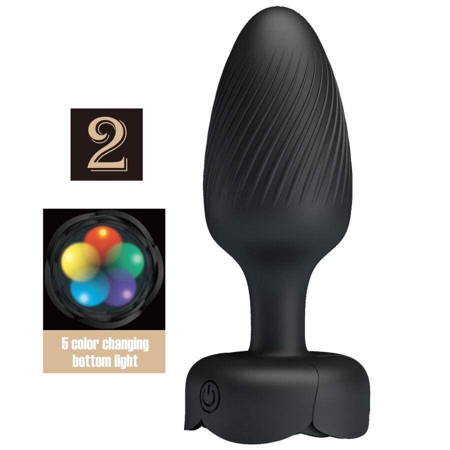 Plug anal vibrant Pretty Love Varian lumière LED noir 10,8 cm