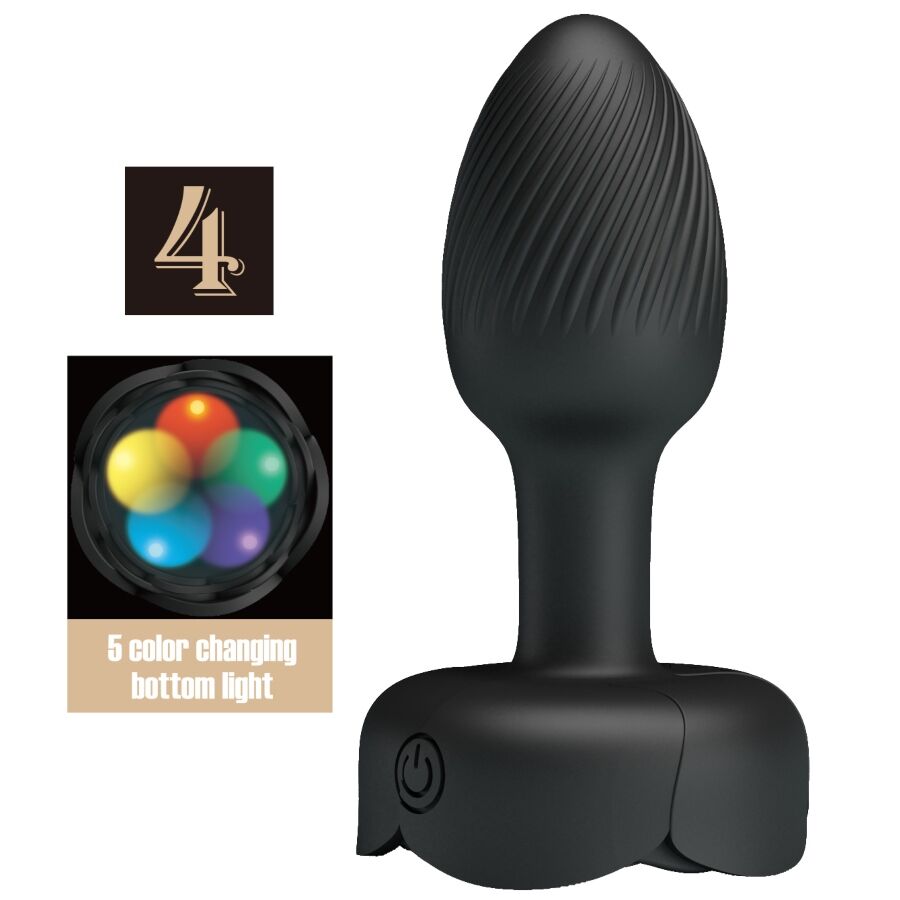 Plug anal vibrant Pretty Love Olman lumière LED noir 8,8 cm