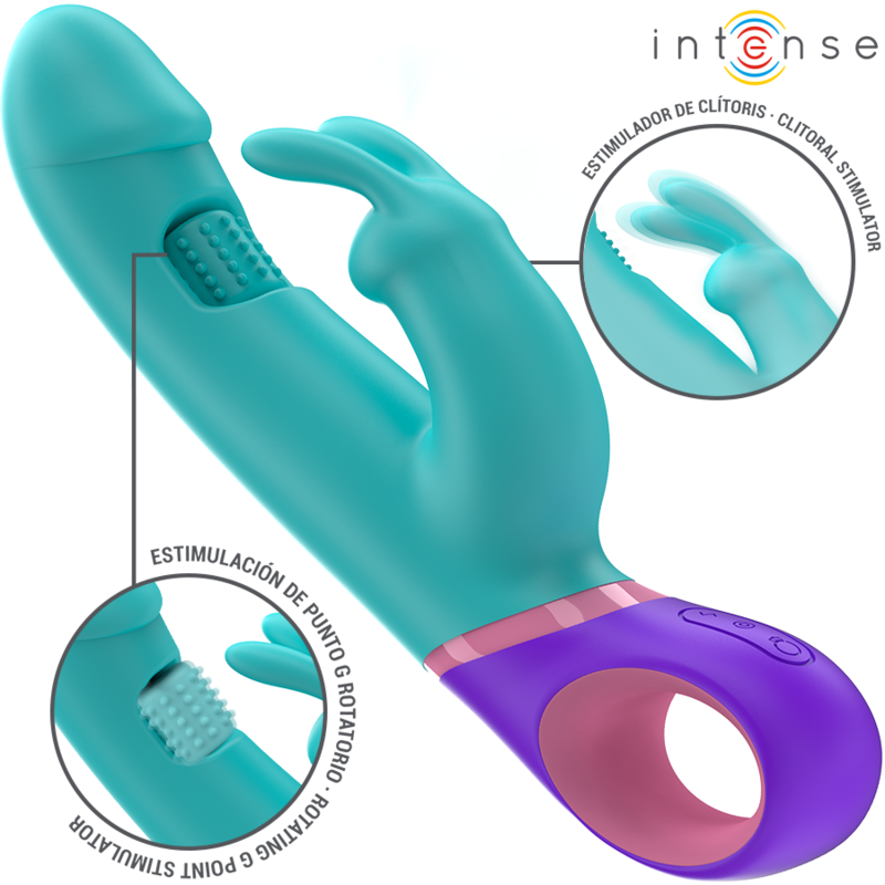 vibromasseur rabbit point G rotatif bleu Monica Intense vue 1 sur 6