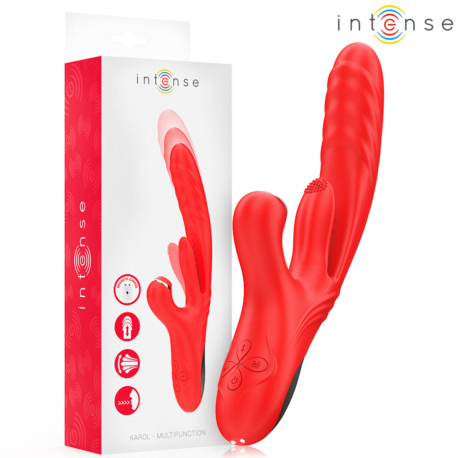 vibromasseur multifonction poussée et aspiration clitoridienne rouge Intense Karol, photo principale