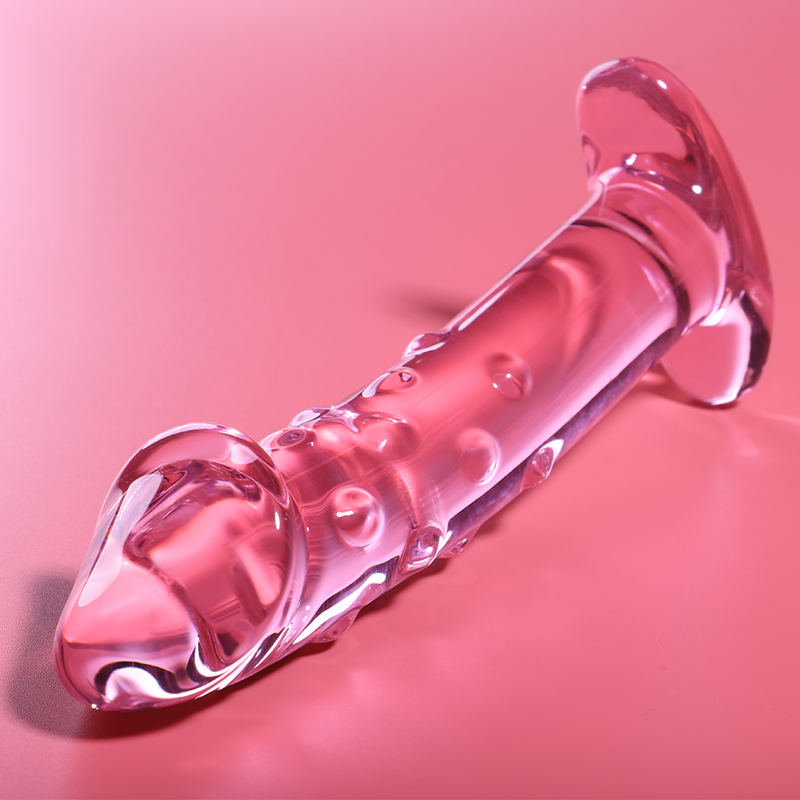 Gode en verre Nebula Ibiza modèle 19 rose 18,5 cm