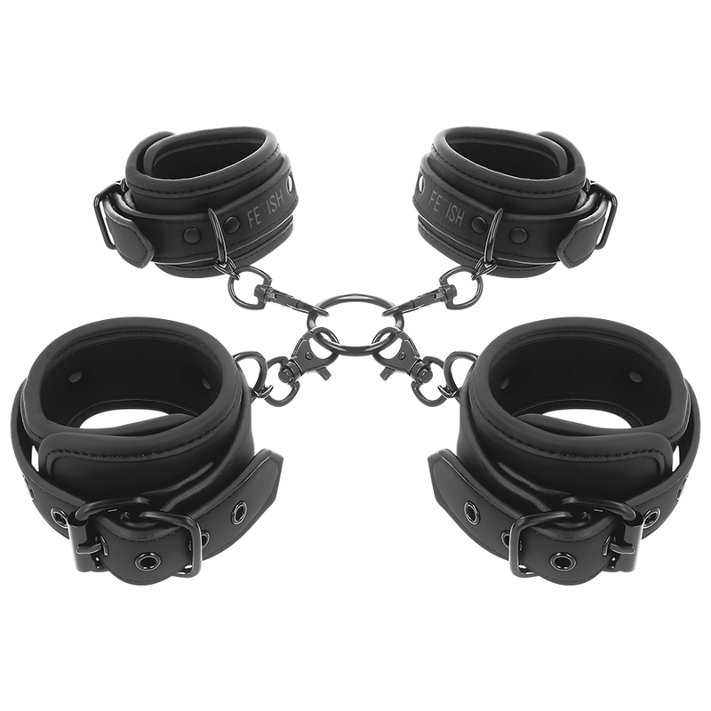 ensemble de menottes poignets et chevilles doublées néoprène Fetish Submissive