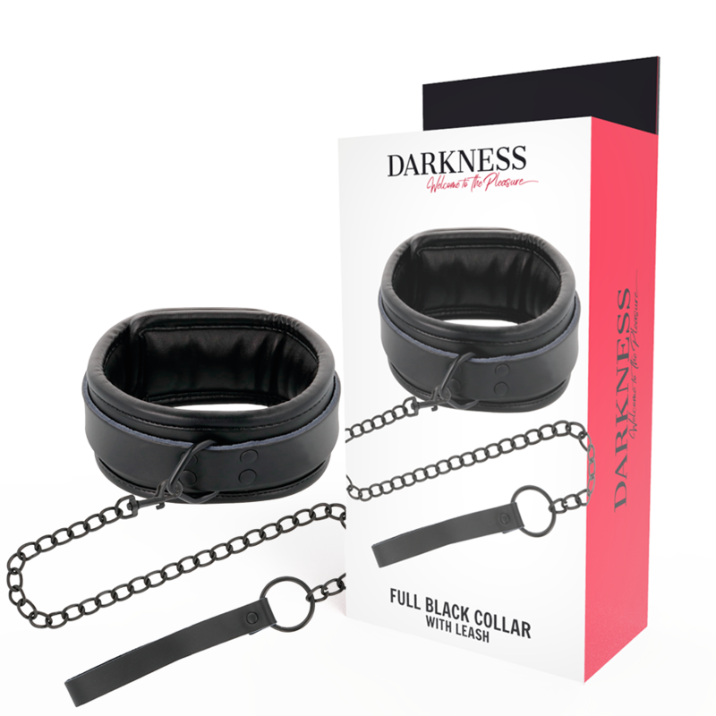 collier de posture noir avec laisse chaîne Darkness