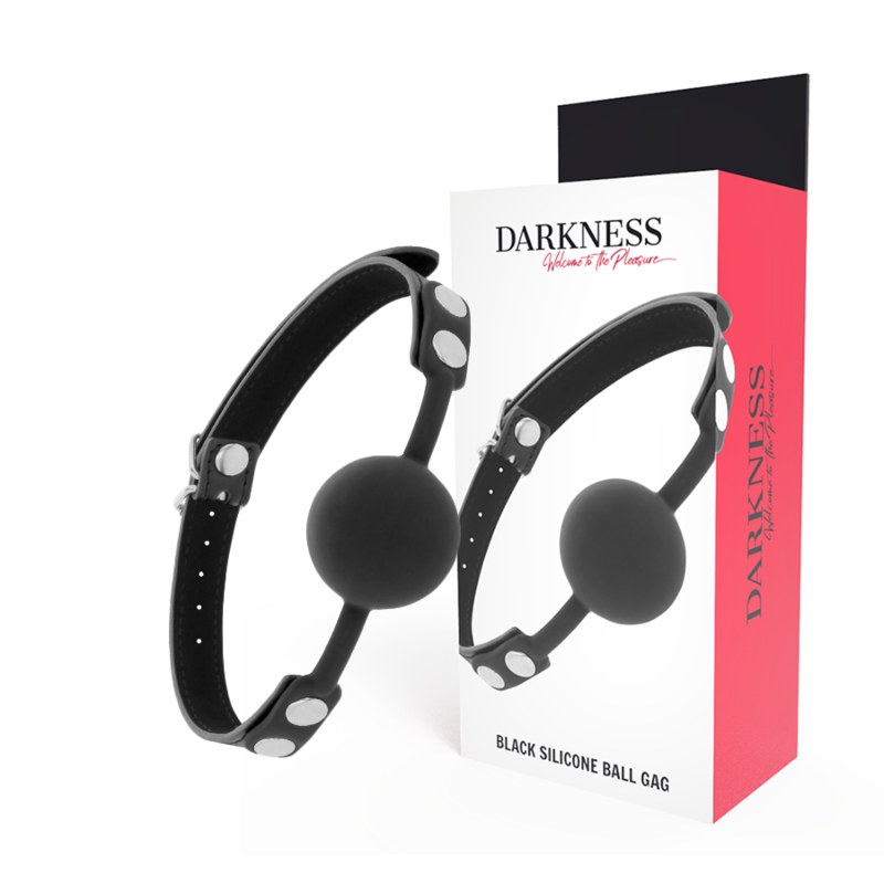 bâillon en silicone noir avec lanières Darkness