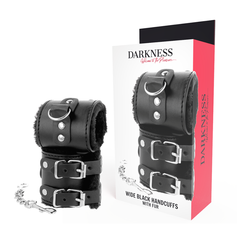 menottes doublées en similicuir PVC noir Darkness photo principale