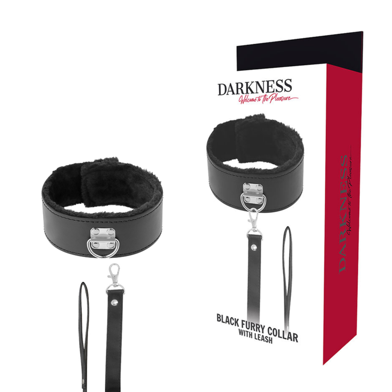 collier doublé néoprène avec laisse chaîne noire Darkness