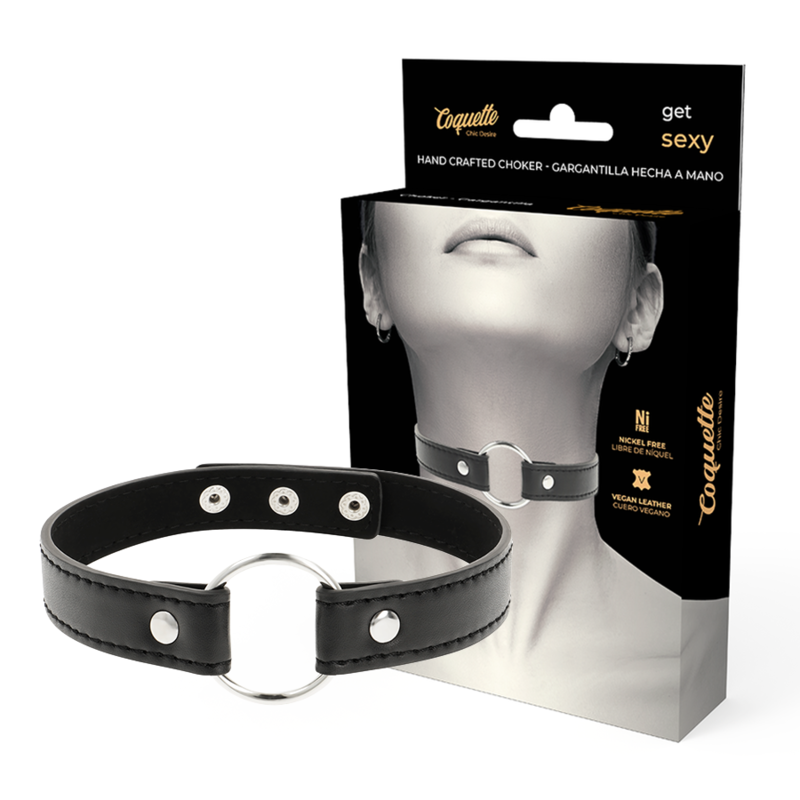 collier en cuir végan 38 cm trois boutons-pression Coquette Chic Desire photo principale