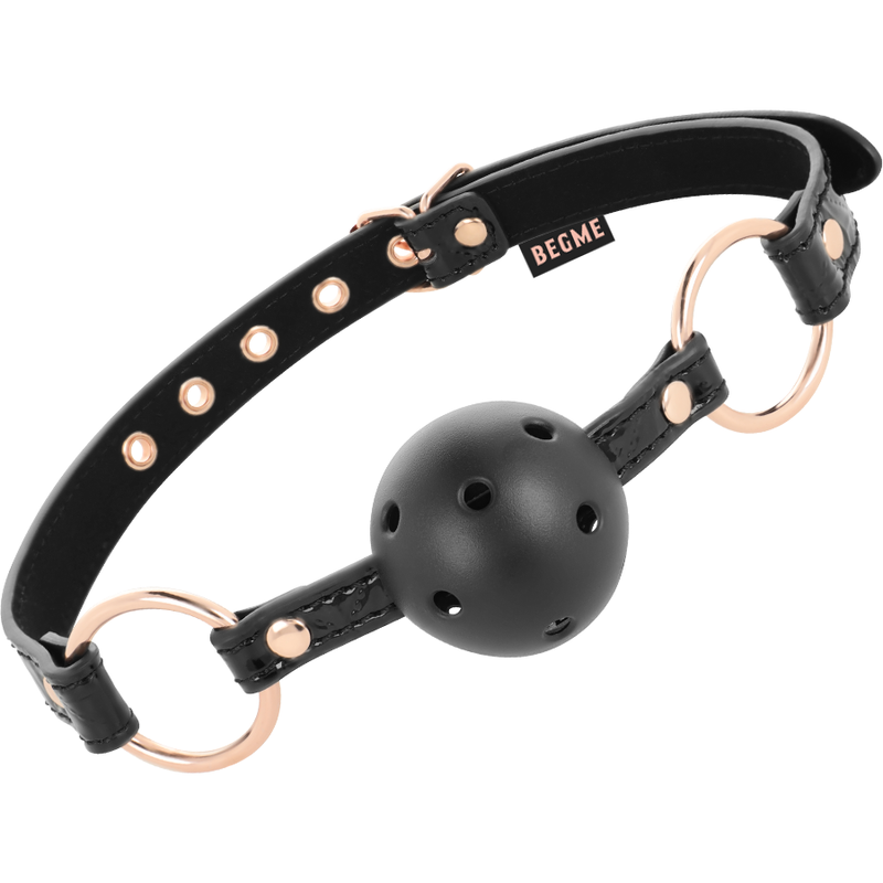 bâillon boule respirant en cuir végan Begme Black Edition