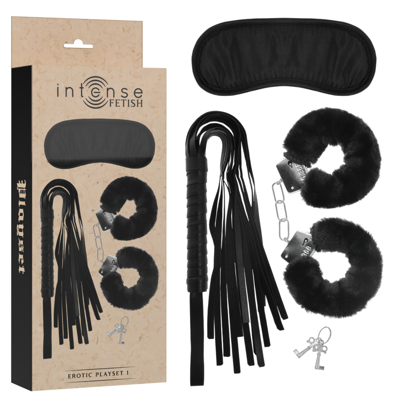 Coffret BDSM menottes masque flogger Intense Fetish 1, photo principale