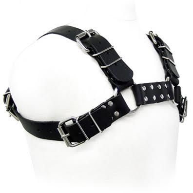 Harnais bulldog cuir noir homme réglable Leather Body, vue 1 sur 2