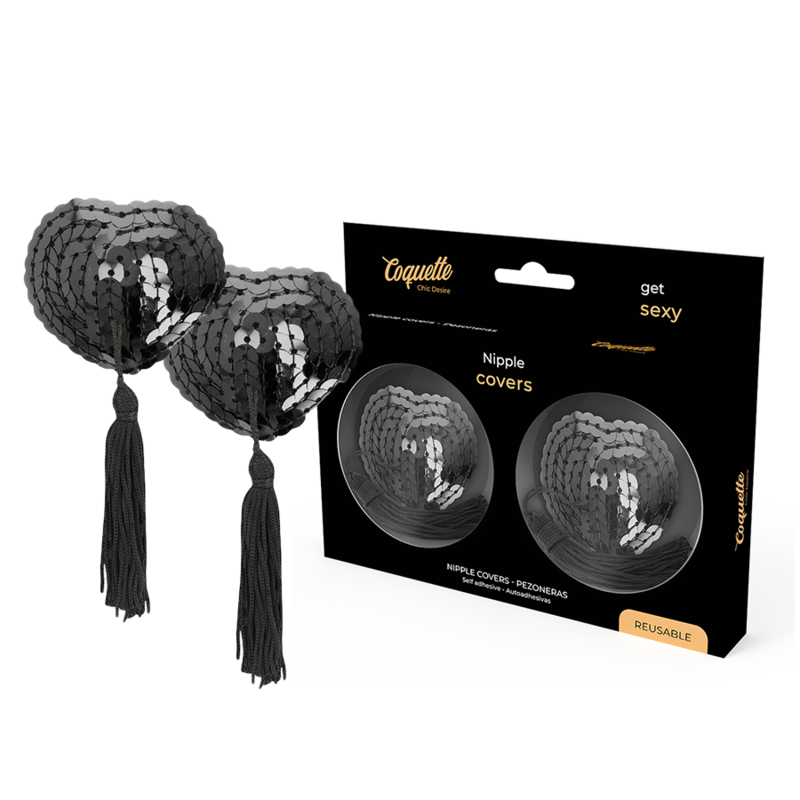 cache-tétons à paillettes noires Coquette Chic Desire, photo principale