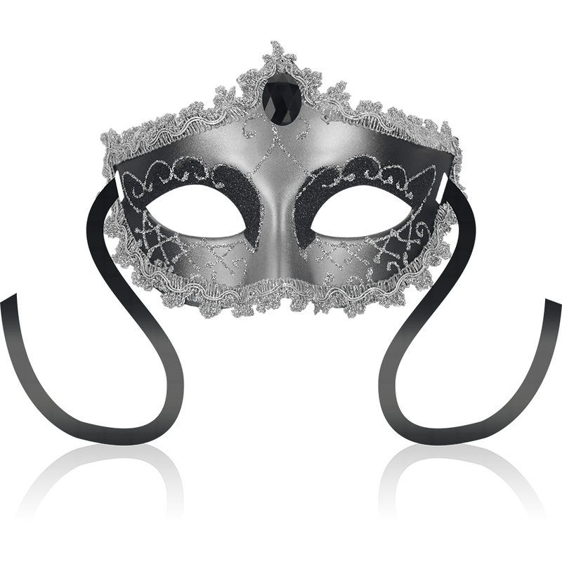 masque vénitien gris et noir avec diamant OHMAMA photo principale