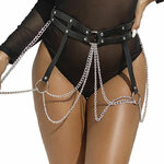 ceinture chaîne avec anneau en cuir noir taille unique Subblime, photo principale